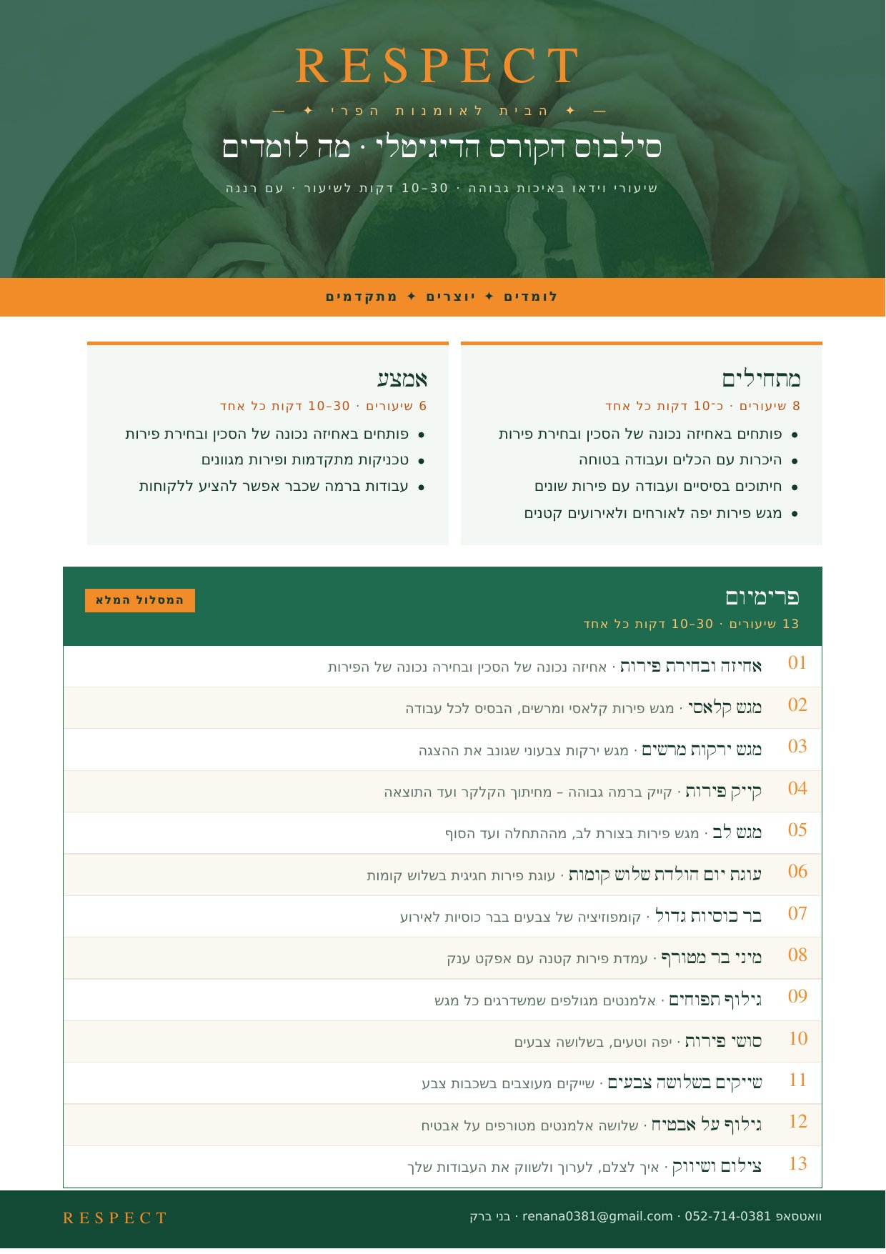סילבוס הקורס הדיגיטלי של Respect – מה לומדים בכל מסלול